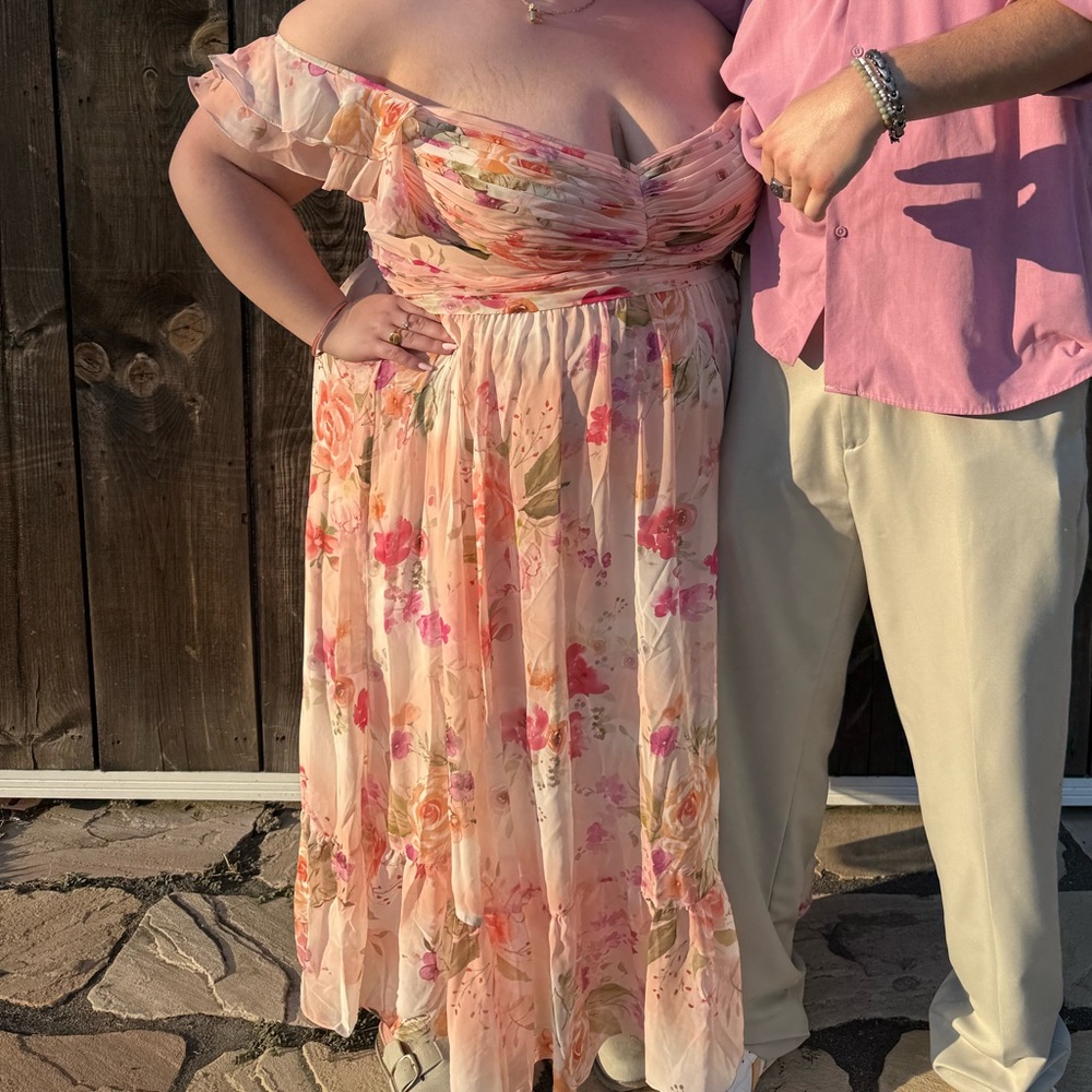 Azazie Anaya Floral Pink Dress